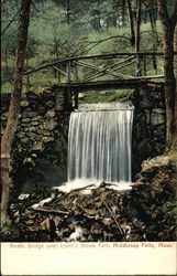 Rustic Bridge over Lover's Brook Falls, Middlesex Fells Medford, MA Postcard Postcard