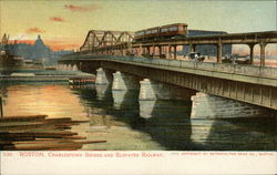 Charlestown Bridge and Elevated Railway Boston, MA Postcard Postcard