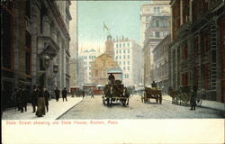 State Street showing Old State House Boston, MA Postcard Postcard