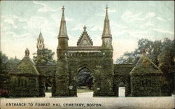 Entrance to Forest Hill Cemetery Boston, MA Postcard Postcard