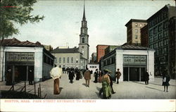 Park Street Entrance to Subway Postcard