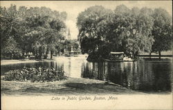 Lake in Public Garden Boston, MA Postcard Postcard