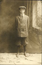 Boy in hat, jacket and knickers Boys Postcard Postcard