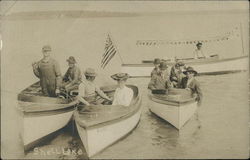 Enjoying Lake in Boats Postcard