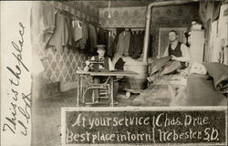 Tailor Shop Interior - Singer Sewing Machine Postcard