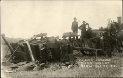 Raising Separator blown over by storm Aug. 27, 1912 Shell Lake, WI Postcard Postcard