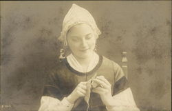 Young Dutch Girl Peeling Apple Postcard