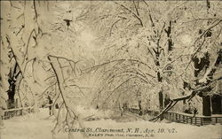 Central Street in Snow Claremont, NH Postcard Postcard