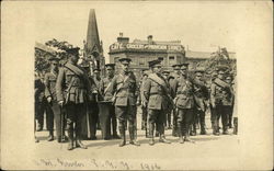 Men in Uniform Standing at Attention Postcard