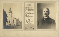 Free Baptist Church, Rev. C.S. Frost, Pastor Manchester, NH Postcard Postcard