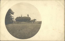 Loading Hay Onto Wagon Postcard