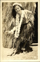 Beautiful Hawaiian Woman with Long Lei Postcard