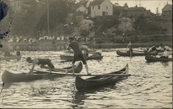 Men and rowboats Postcard Postcard