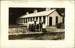 Portrait of Six Teenagers In Front of Building Binghamton, NY Postcard Postcard