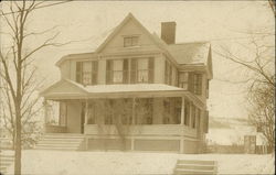 White house with porch, with snowy ground Binghamton, NY Postcard Postcard