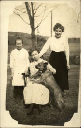 Portrait of Three Women and Dog Postcard