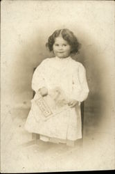 Portrait of Little Girl Holding Book Girls Postcard Postcard