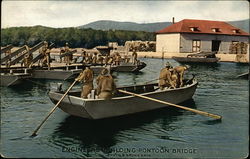 Engineers Building Pontoon Bridge Army Postcard Postcard