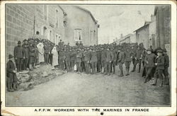 A.F.F.W. workers with the Marines in France Postcard Postcard