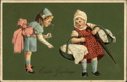 Easter Greetings With Children Postcard Postcard