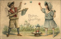 Easter Greeting With Children Postcard Postcard