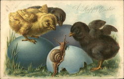 A Happy Easter With Chicks Postcard Postcard