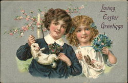 Loving Easter Greetings With Children Postcard Postcard