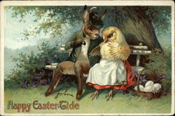 Happy Easter-Tide With Chicks Postcard Postcard