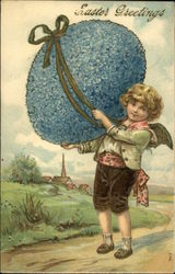 Easter Greetings With Children Postcard Postcard