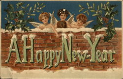 A Happy New Year Angels & Cherubs Postcard Postcard