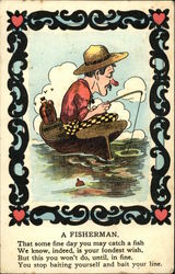 A Fisherman Fishing Postcard Postcard