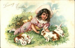 Loving Easter Wishes With Children Postcard Postcard