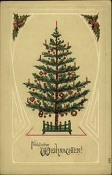 Merry Christmas with Decorated Christmas Tree Postcard