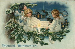 Frohliche Weihnachten Angels Postcard Postcard