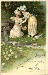 To Girls By stream Postcard Postcard