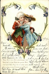 Couple Hugging in Flower Heart Couples Postcard Postcard