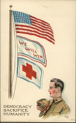 Democracy Sacrifice Humanity We Will Win World War I Postcard Postcard