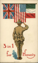 3 in 1 for Humanity World War I Postcard Postcard