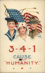 3-4-1 Cause Humanity World War I Postcard Postcard