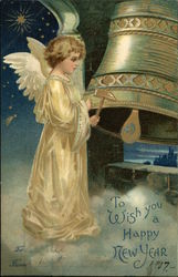 Wishing you a Happy New Year Angels & Cherubs Postcard Postcard