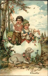 A Joyful Easter With Lambs Postcard Postcard