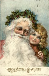 Christmas Greetings Santa Claus Postcard Postcard