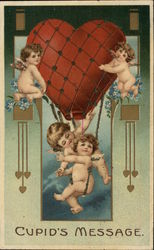 "Cupid's Message" - Four Cherubs with Heart Shaped Balloon Postcard Postcard