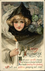 A Happy Halloween Hold Your Candle Steady and Keep a Sharp Lookout Postcard