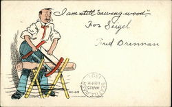 I am Still "Sawing Wood" Comic, Funny Postcard Postcard