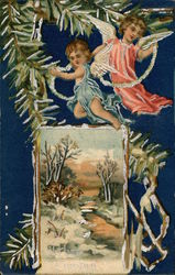 A Happy Christmas Angels Postcard Postcard