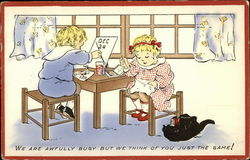 We are Awfully Busy but we Think of you Just the Same! Children Postcard Postcard