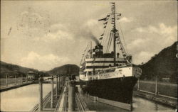 Passing through Panama Canal Locks Boats, Ships Postcard Postcard