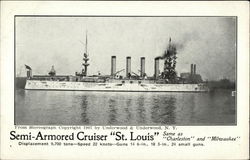 Semi-Armored Cruiser "St. Louis" Navy Postcard Postcard