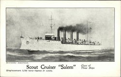 Scout Cruiser "Salem" Steamers Postcard Postcard